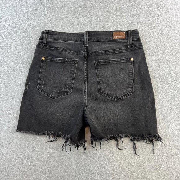 Judy Blue Shorts Womens Large Distressed High Rise Frayed Hem Denim Stretch - Picture 2 of 11